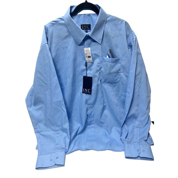 Big and Tall Dress Shirt Blue Mens Button Up Collared Top INC Size XXL,New as Is - Picture 1 of 11